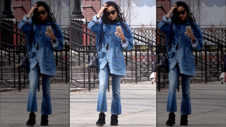 Zoe Kravitz Canadian tuxedo
