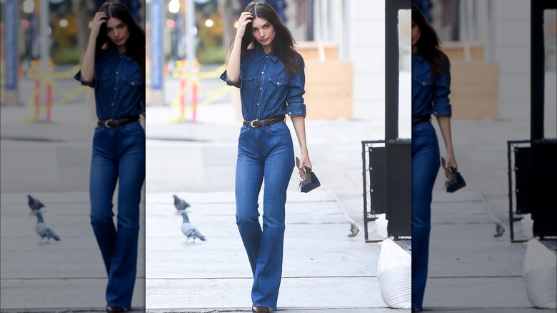 Emily Ratajkowski Canadian tuxedo