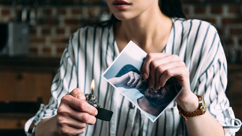 woman taking out trash