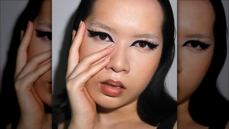 Bold opaque black cat eye