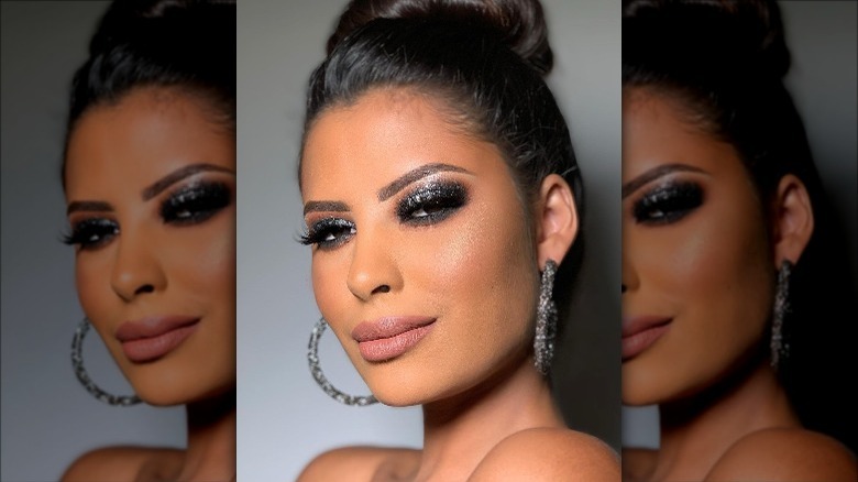 Black metallic glitter eye makeup