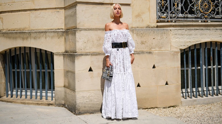 woman wearing boho belt