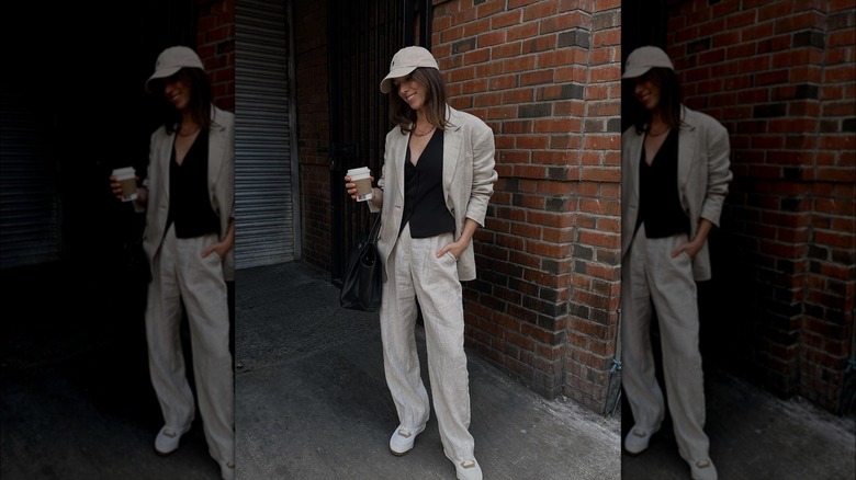 woman in waistcoat and blazer outfit