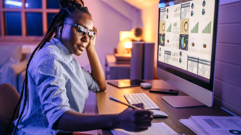 Woman being productive at desk