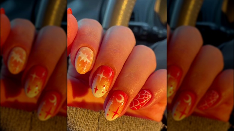 orange and white nails