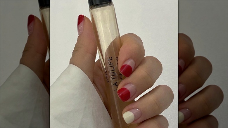 woman with thick french nails