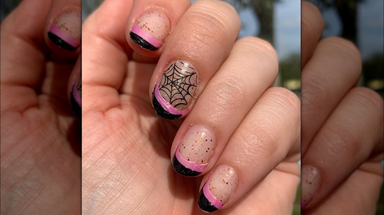 hand with halloween french manicure