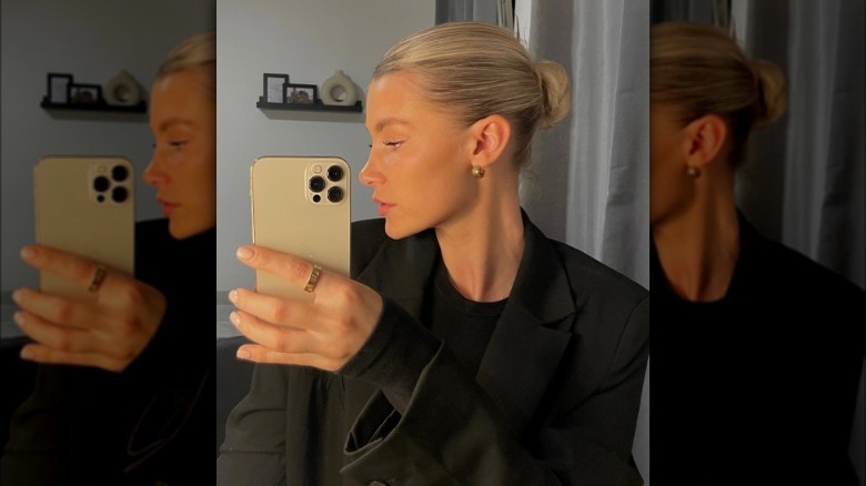 Woman with classic ballerina bun