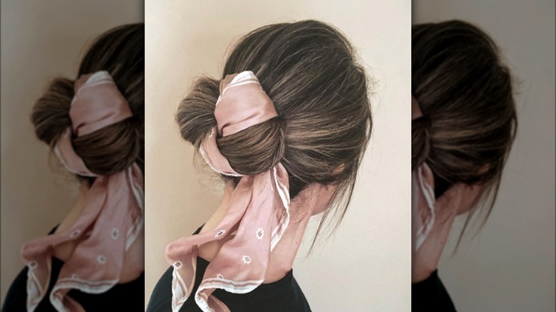 Woman with a scarf bun