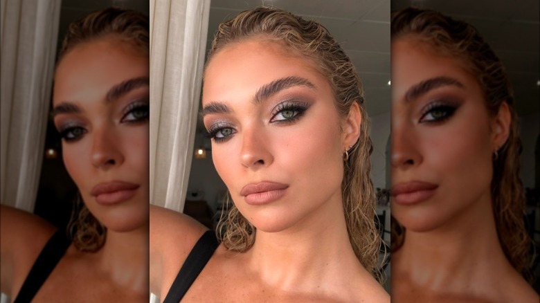 Woman with wet-looking hair