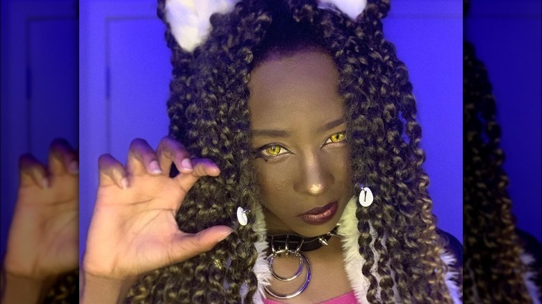Girl wearing Clawdeen Wolf makeup