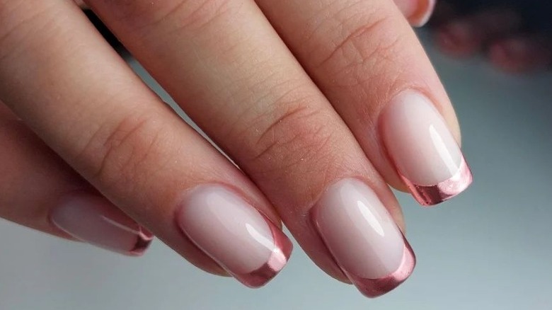 Chrome tips french manicure
