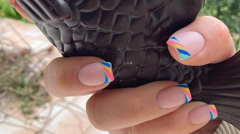 multicolored french manicure