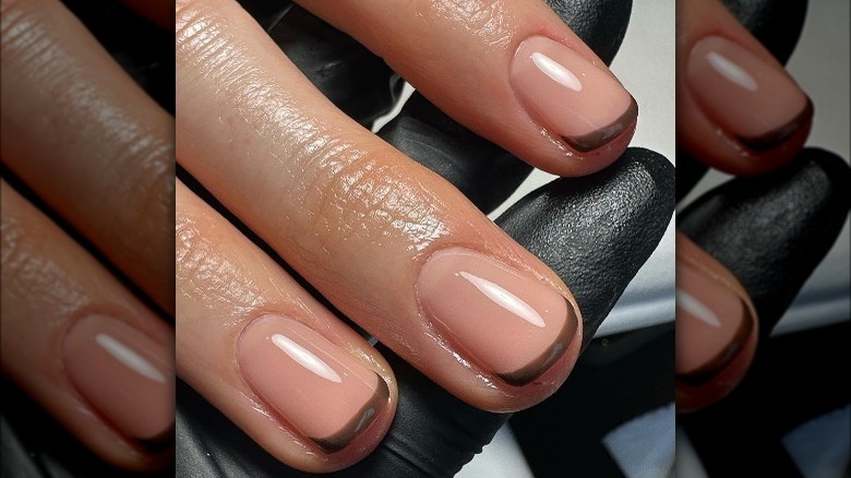Skinny chocolate french manicure