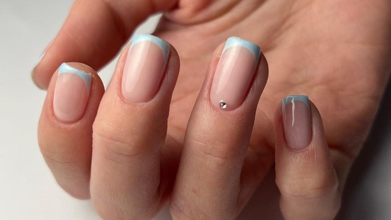 blue french manicure