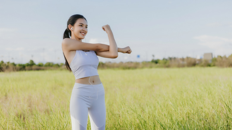 woman walking outdoors