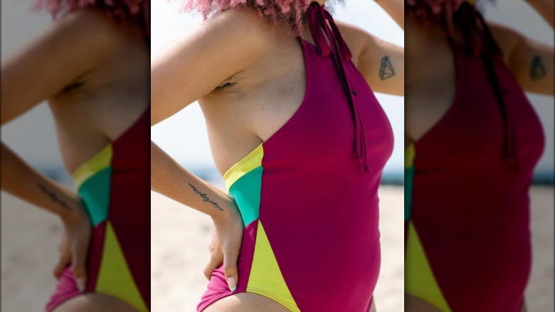 Burgundy one piece swimsuit