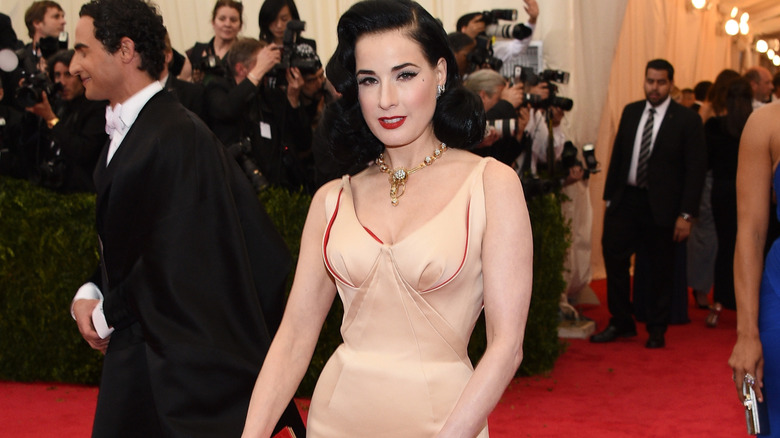 Dita von Teese on Met red carpet