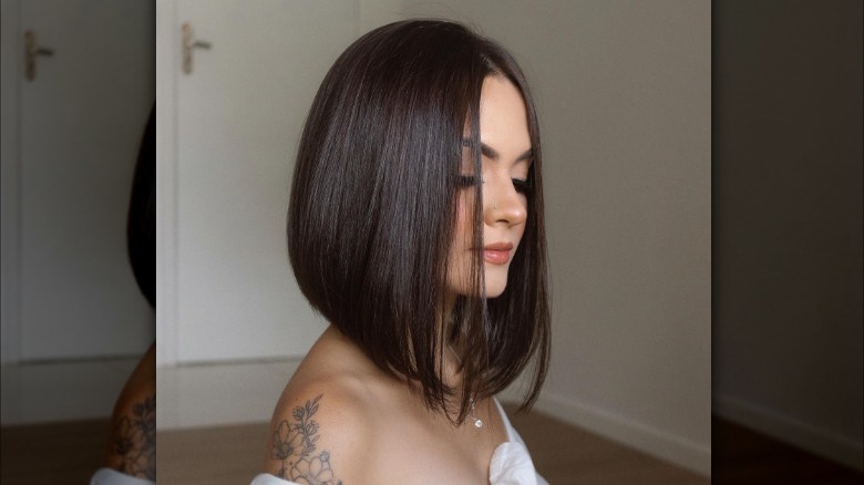 Angled lob haircut
