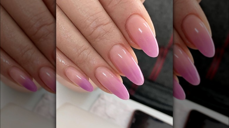 Woman with ombré nails