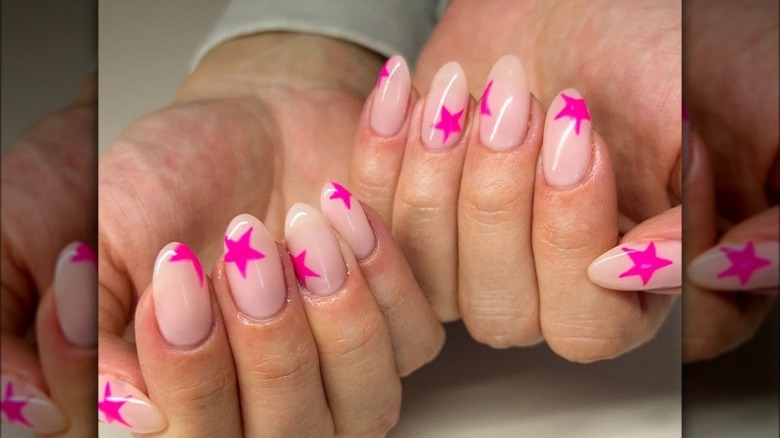 Woman with almond nails