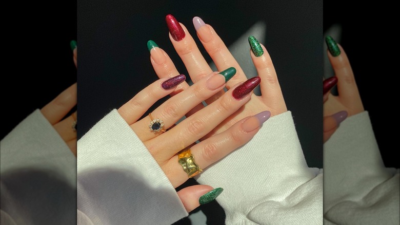 jewel tone christmas nails