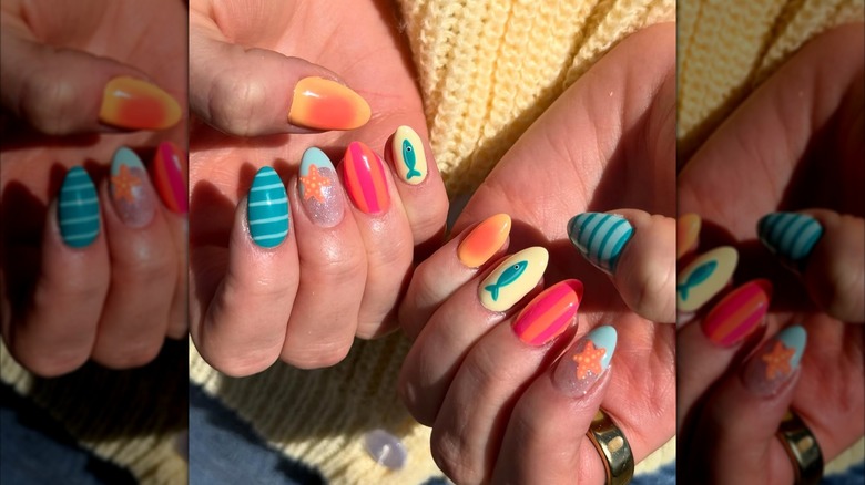 A colorful nail art design for summer.