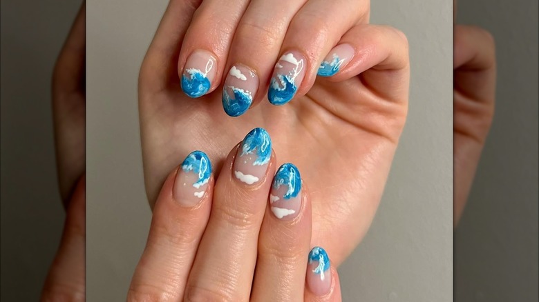 Waves as a nail art design.