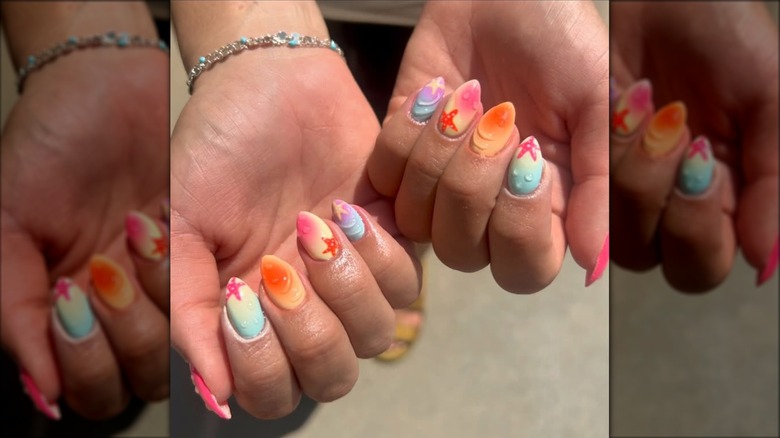 A pastel nail art design.