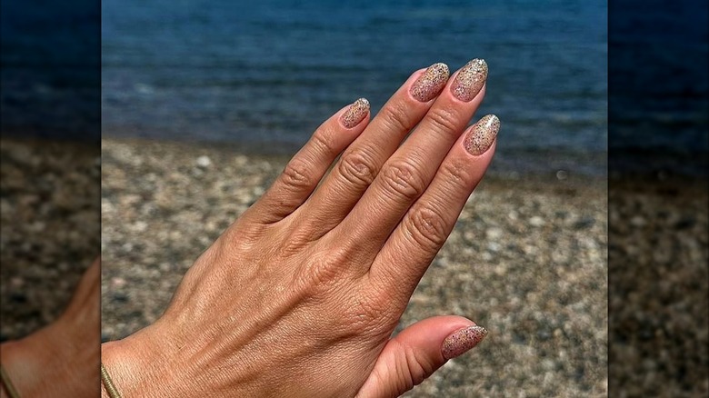 A sand-inspired nail art design.