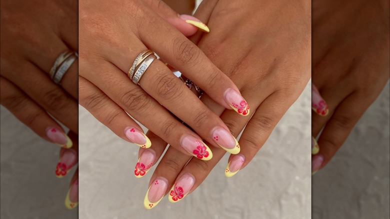 A floral nail art design.