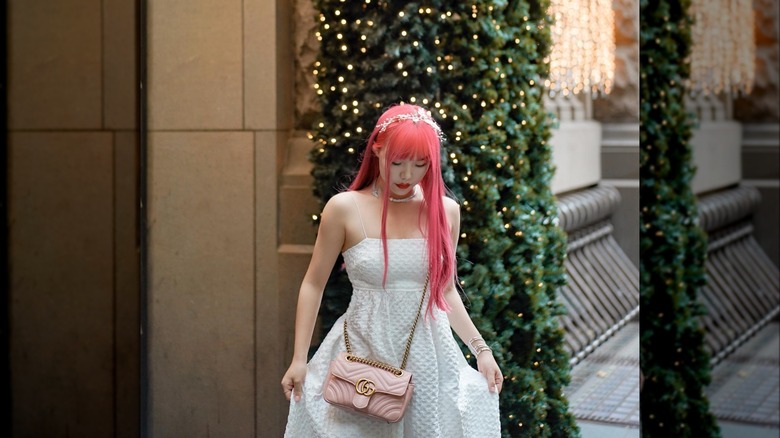 woman wearing elegant headband