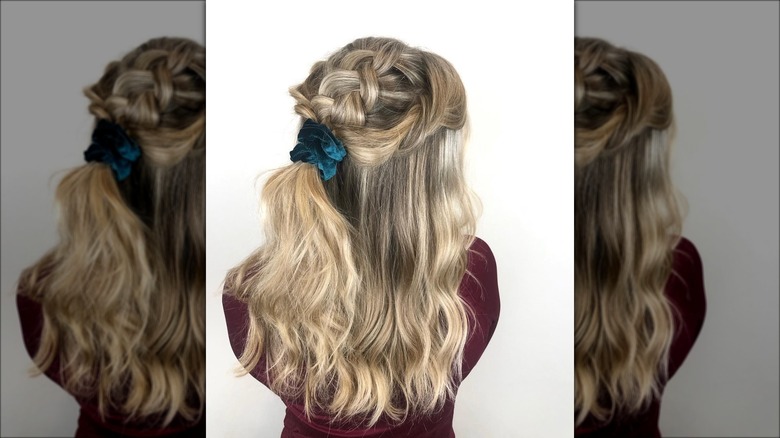 woman with half braided hair