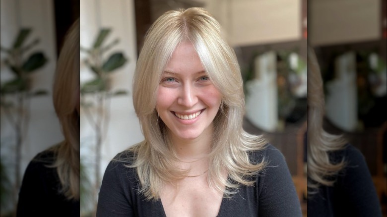 woman with modern rachel haircut