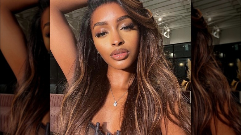 long hair with a side part