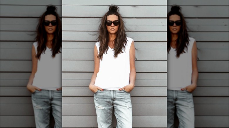 Woman with a top knot