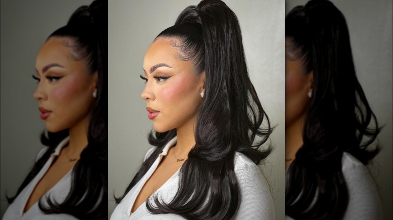 Woman with a half ponytail