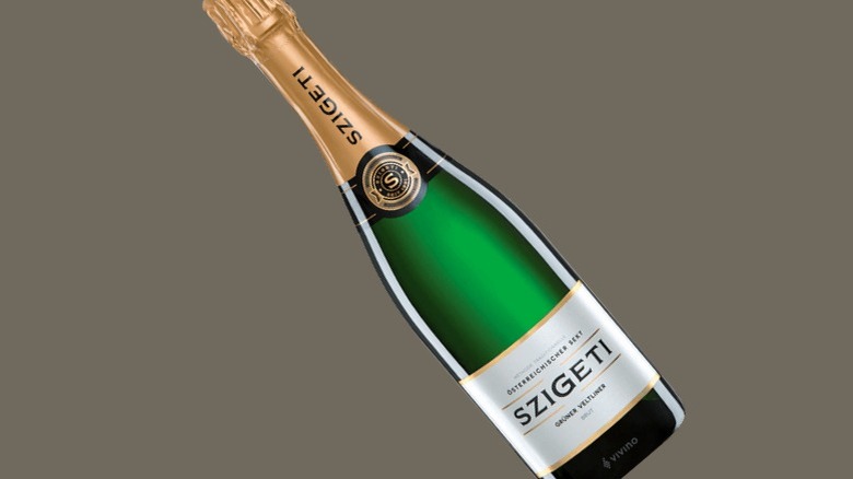 Green and gold wine bottle