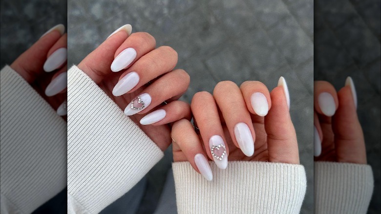 Bedazzled heart accent nail