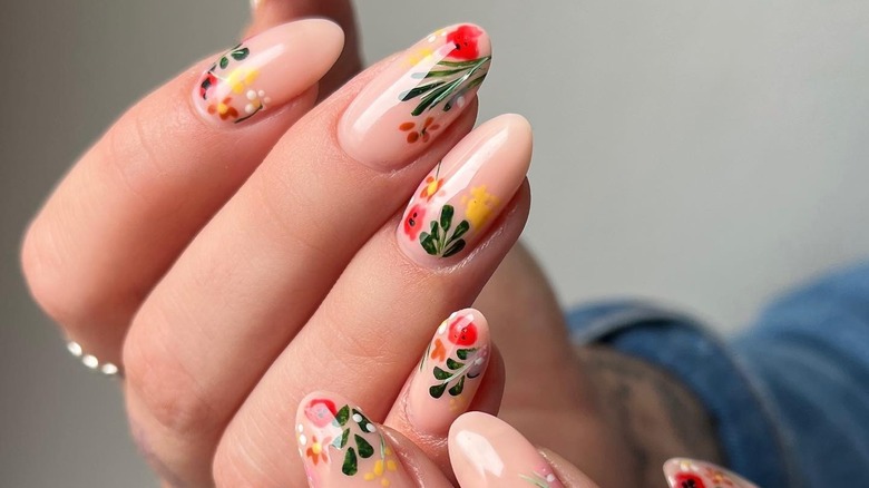 Nails with floral nail art