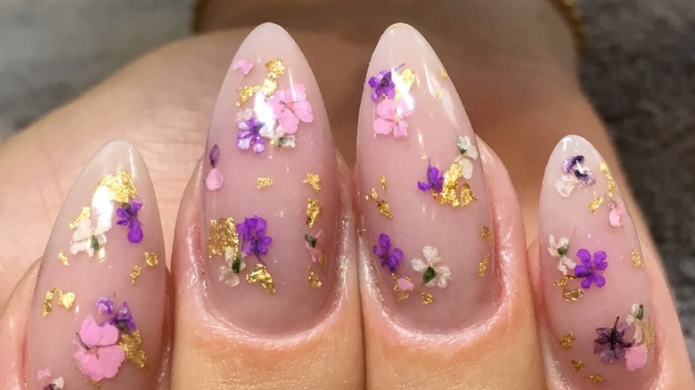 Nails with colored florals