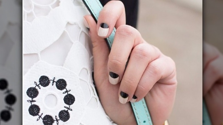 Half moon nude manicure