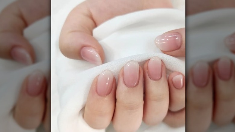 Soft rose gel manicure