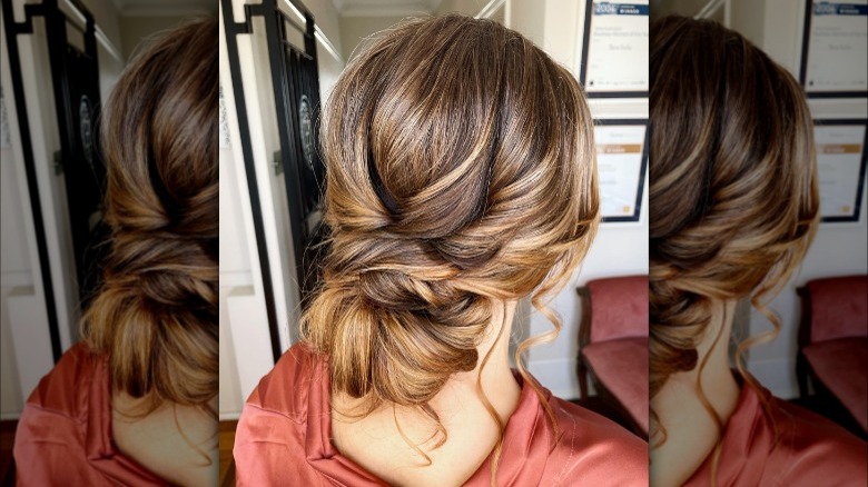 Loose curly chignon