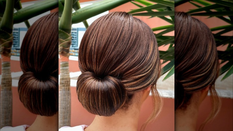 Sleek tucked chignon hairstyle