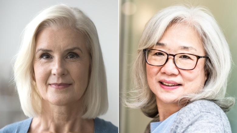Two older women with lob haircuts