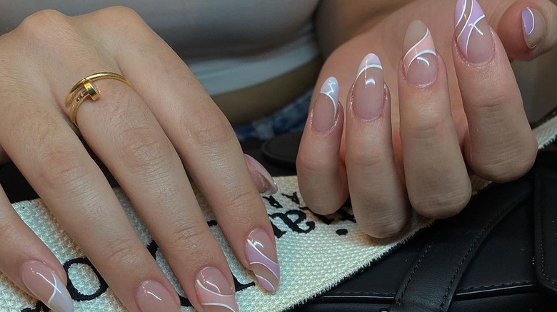 nails with a pastel swirl polish 