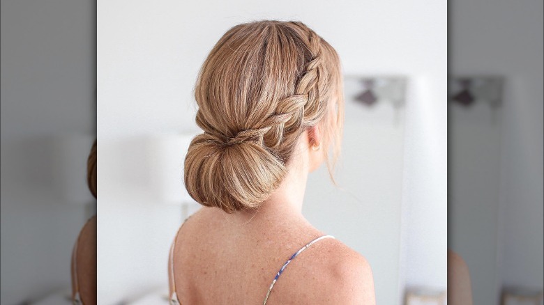 Braided crown chignon