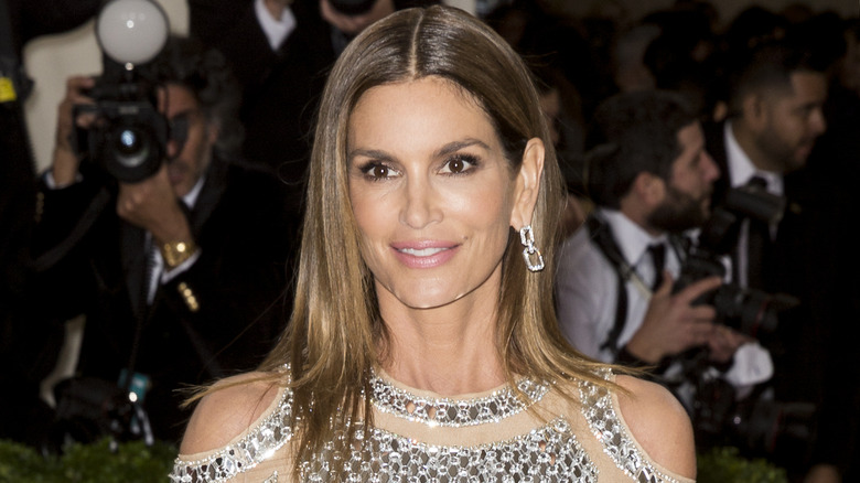 cindy crawford with straight hair middle part