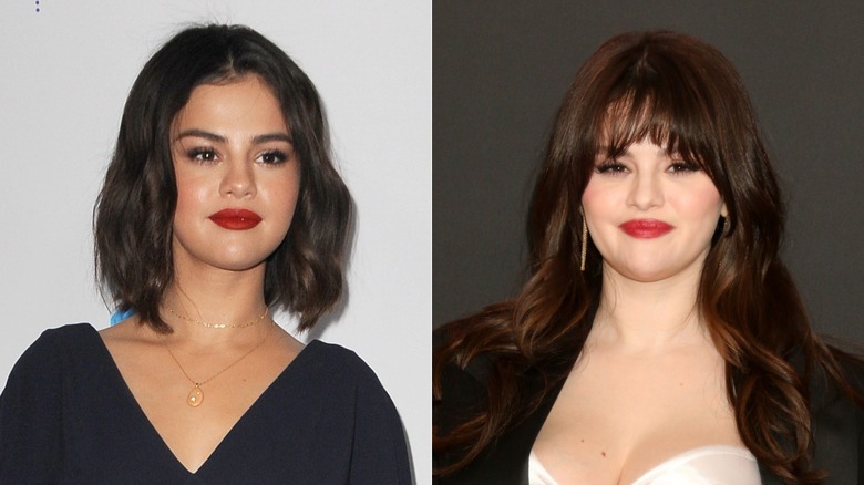 Selena Gomez bob red lipstick